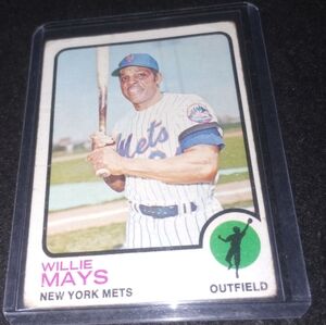 WILLIE MAYS 1973 TOPPS BASEBALL CARD NEW YORK METS #305